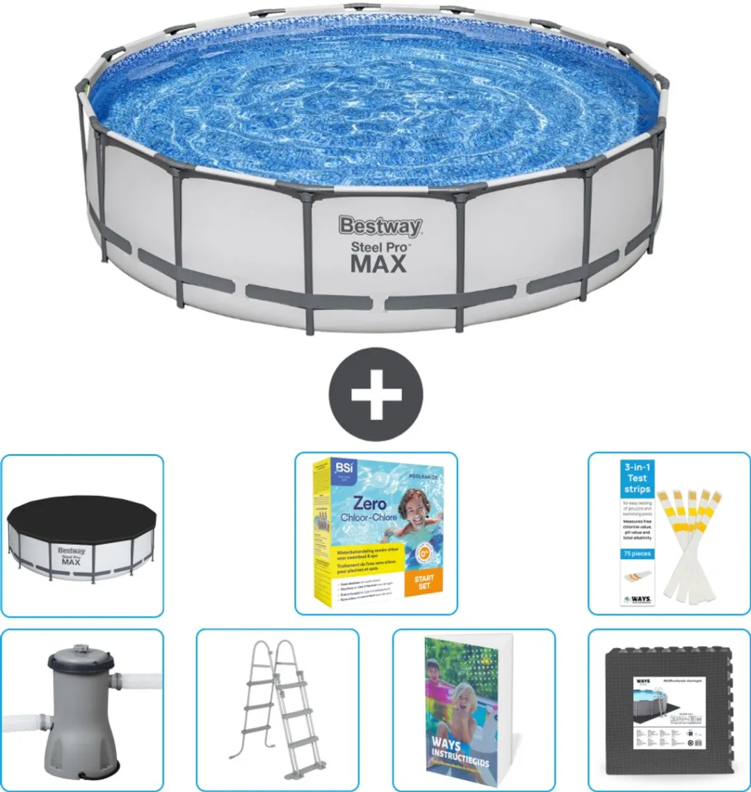 Bestway Steel Pro MAX Zwembad 457x107cm - Grijs - 16.015L