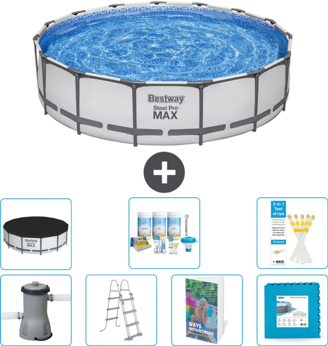 Bestway Steel Pro MAX Zwembad 457x107cm - Grijs - 16.015L