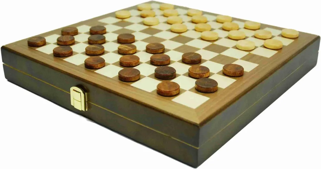 HOT Games Schaak-Dam-Backgammon Klapcassette Hout 29x29cm - 671000