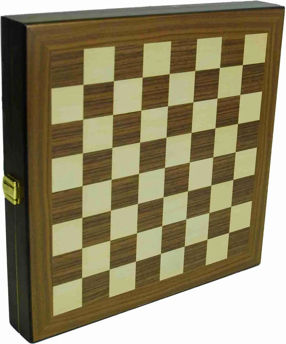 HOT Games Schaak-Dam-Backgammon Klapcassette Hout 29x29cm - 671000
