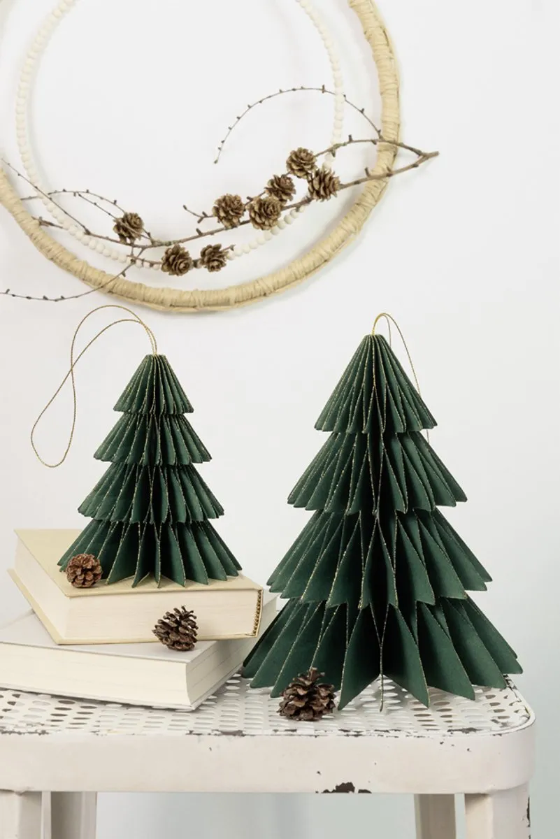 Folia Honingraatwanddecoratie Klassieke Kerstbomen - 2 Stuks