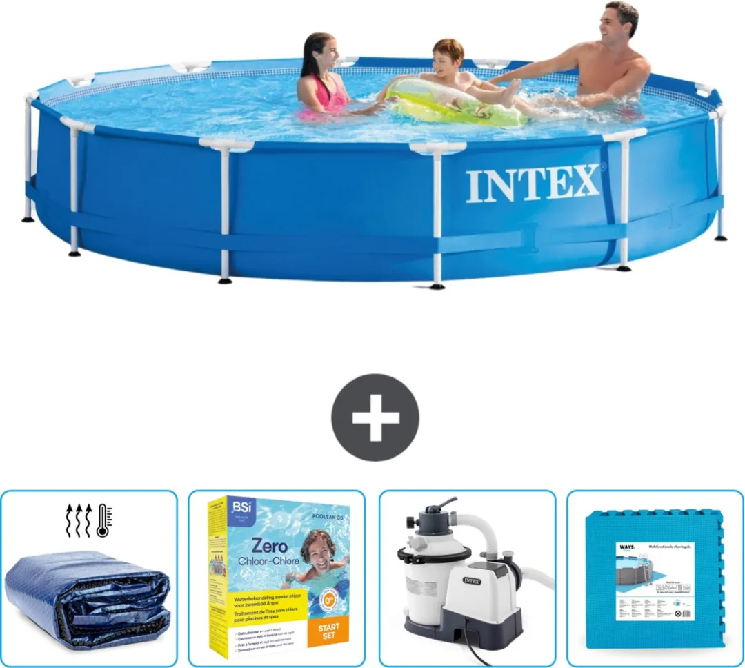 Intex 28210NP-Blauw Rond Frame Zwembad 366x76cm