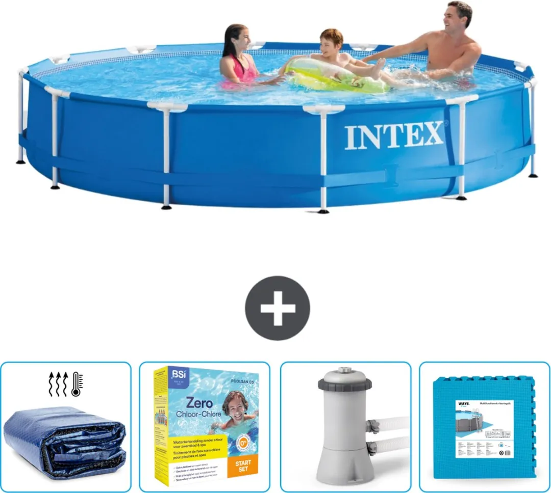 Intex 28210NP-Blauw Rond Frame Zwembad 366x76cm - Blauw