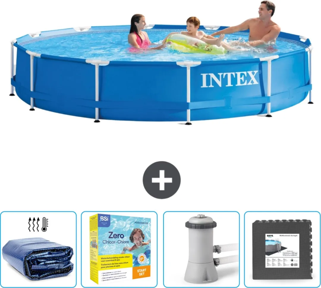 Intex 28210NP-Blauw Rond Frame Zwembad 366x76cm - Blauw