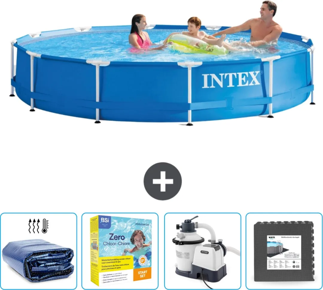 Intex 28210NP-Blauw Rond Frame Zwembad 366x76cm - Blauw