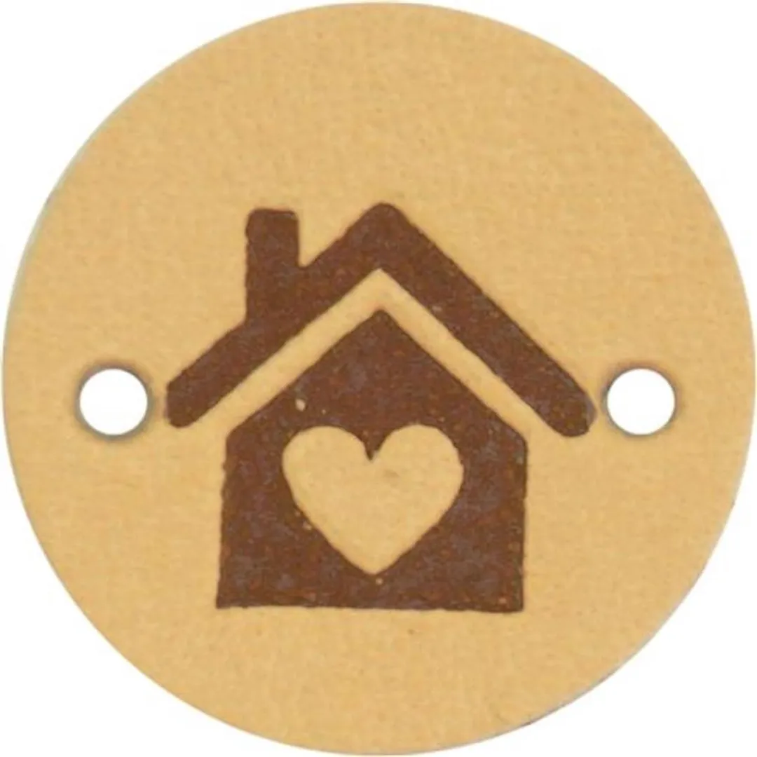 Durable Leren Rond Label met Huisje - 2cm - 2 Stuks