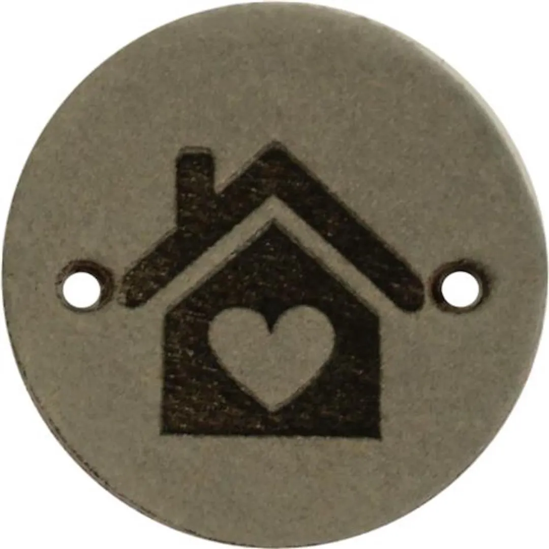 Durable Leren Rond Label met Huisje - 2cm - 2 Stuks