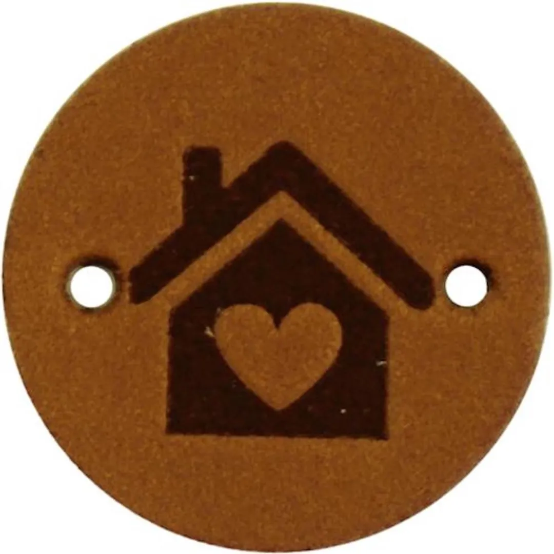 Durable Leren Rond Label met Huisje - 2cm - 2 Stuks