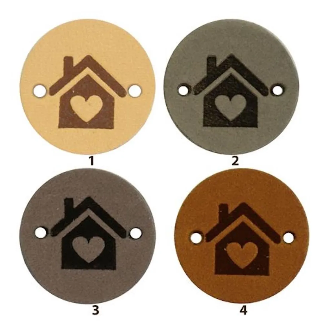 Durable Leren Rond Label met Huisje - 2cm - 2 Stuks