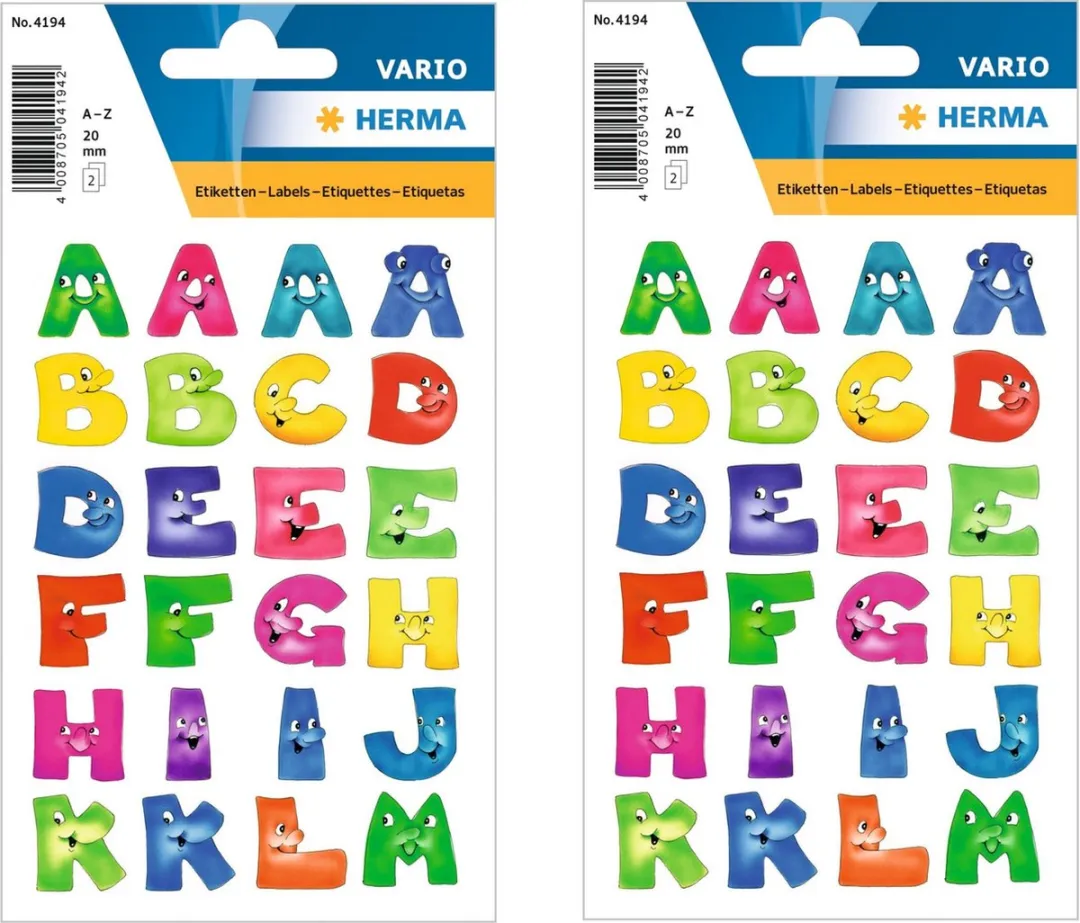 Herma Alfabet Stickers Gezichtjes 28mm - 864 Stuks (6x144)