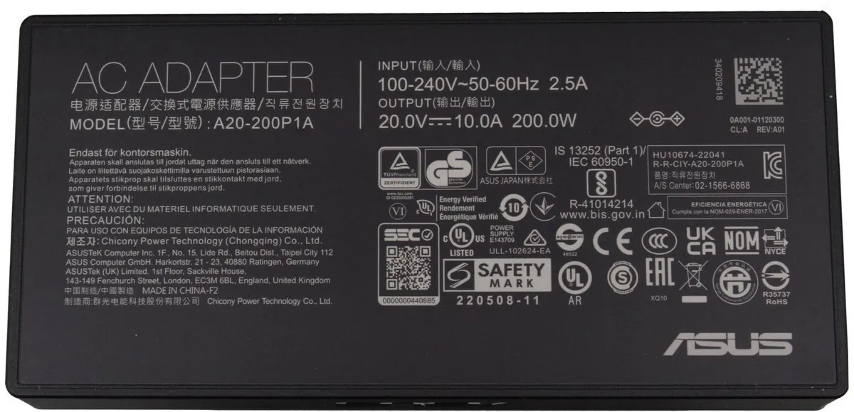 ASUS ADP-200JB H Oplader 200W - Zwart
