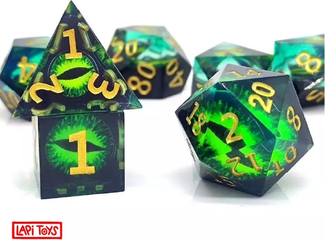 Lapi Toys DnD Dice Set 7-delig - Transparant/Groen
