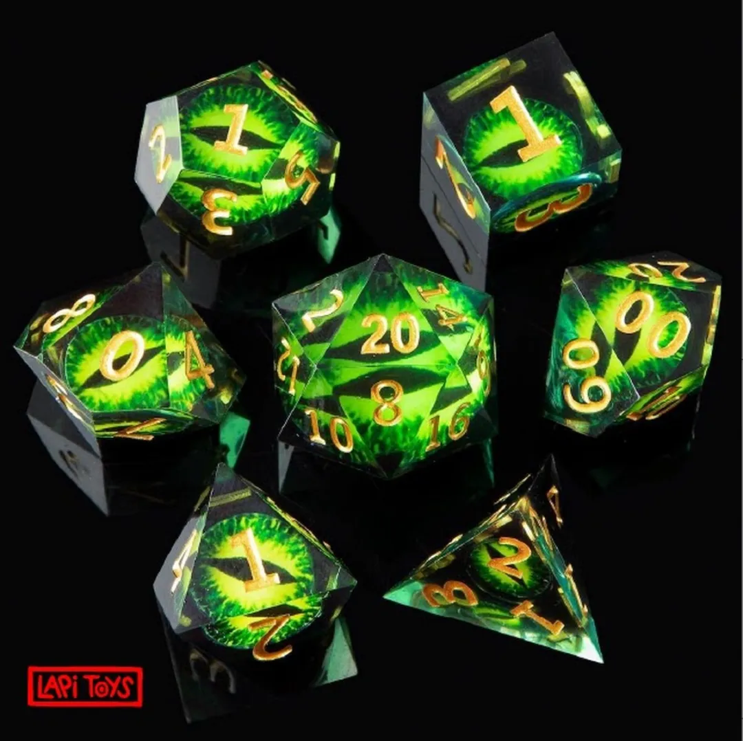 Lapi Toys DnD Dice Set 7-delig - Transparant/Groen