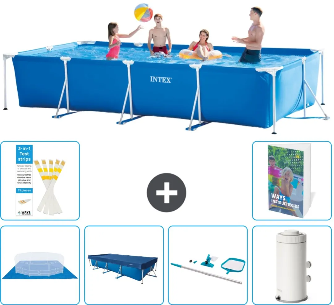 Intex Frame Zwembad 450x220cm Blauw - 7-delig