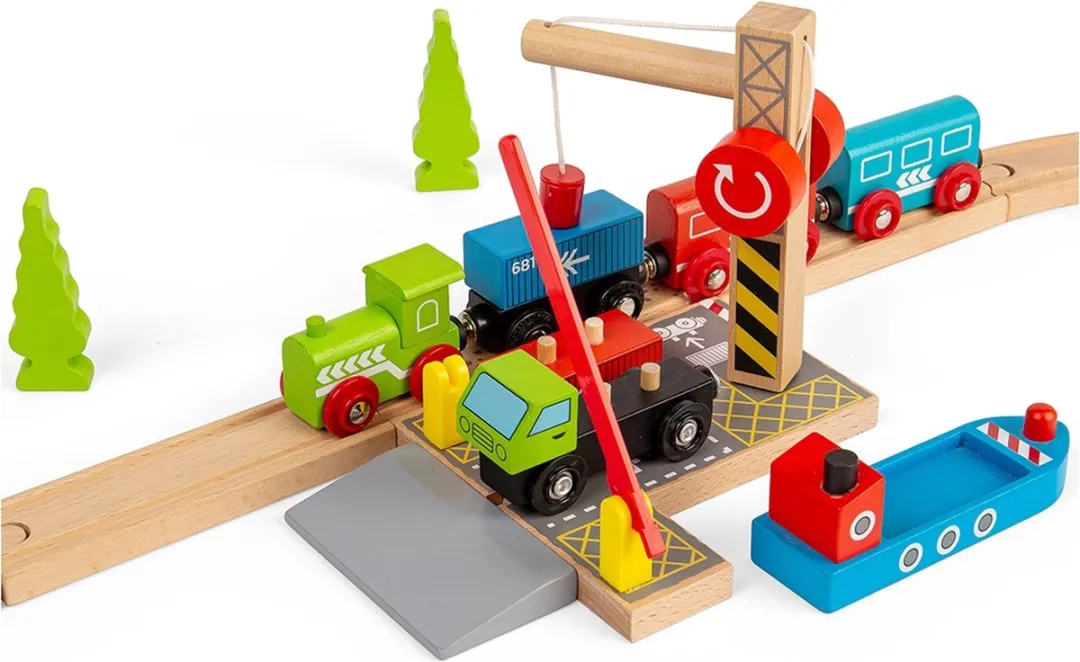 BIGJIGS Houten Container Scheepswerf BJT254 - Rood