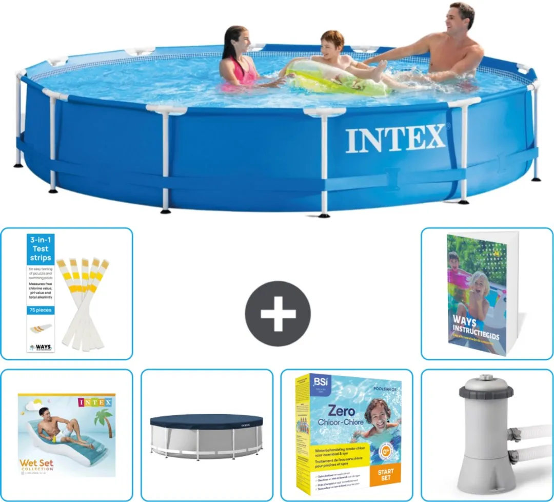 Intex 28210NP-Blauw Rond Frame Zwembad 366x76cm