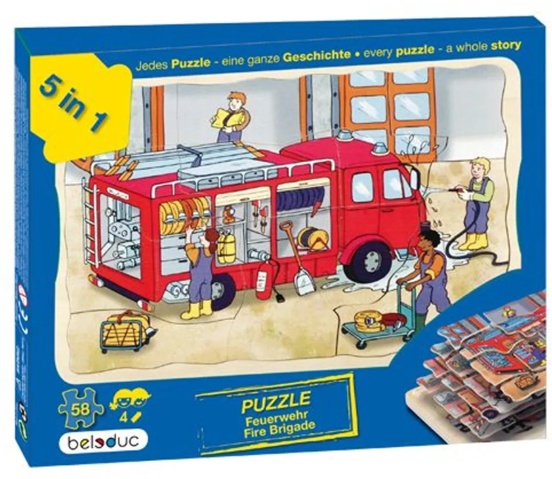 Beleduc Houten Puzzel Brandweer 75 Stuks - Multicolor