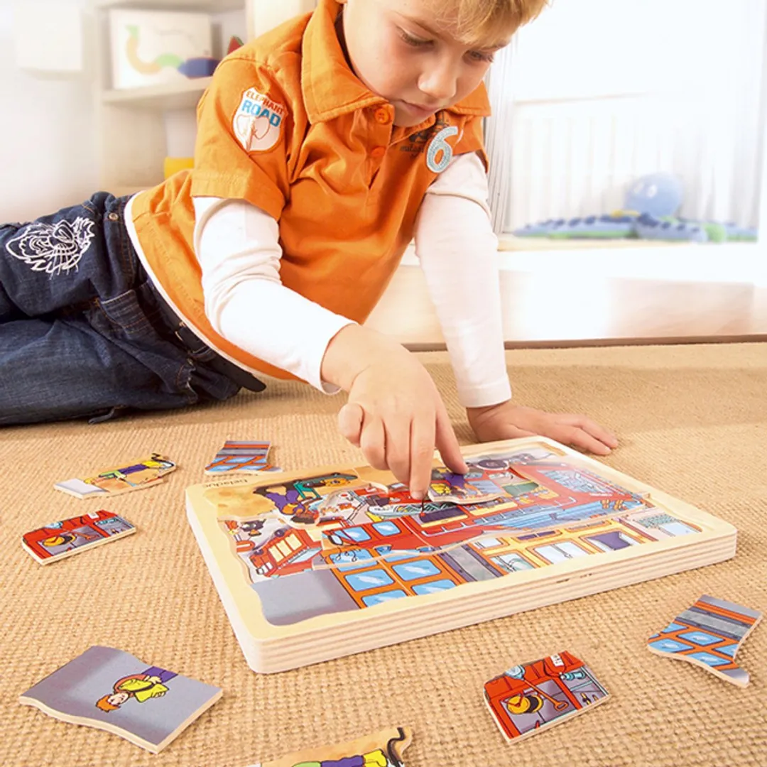 Beleduc Houten Puzzel Brandweer 75 Stuks - Multicolor