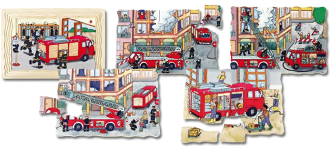 Beleduc Houten Puzzel Brandweer 75 Stuks - Multicolor