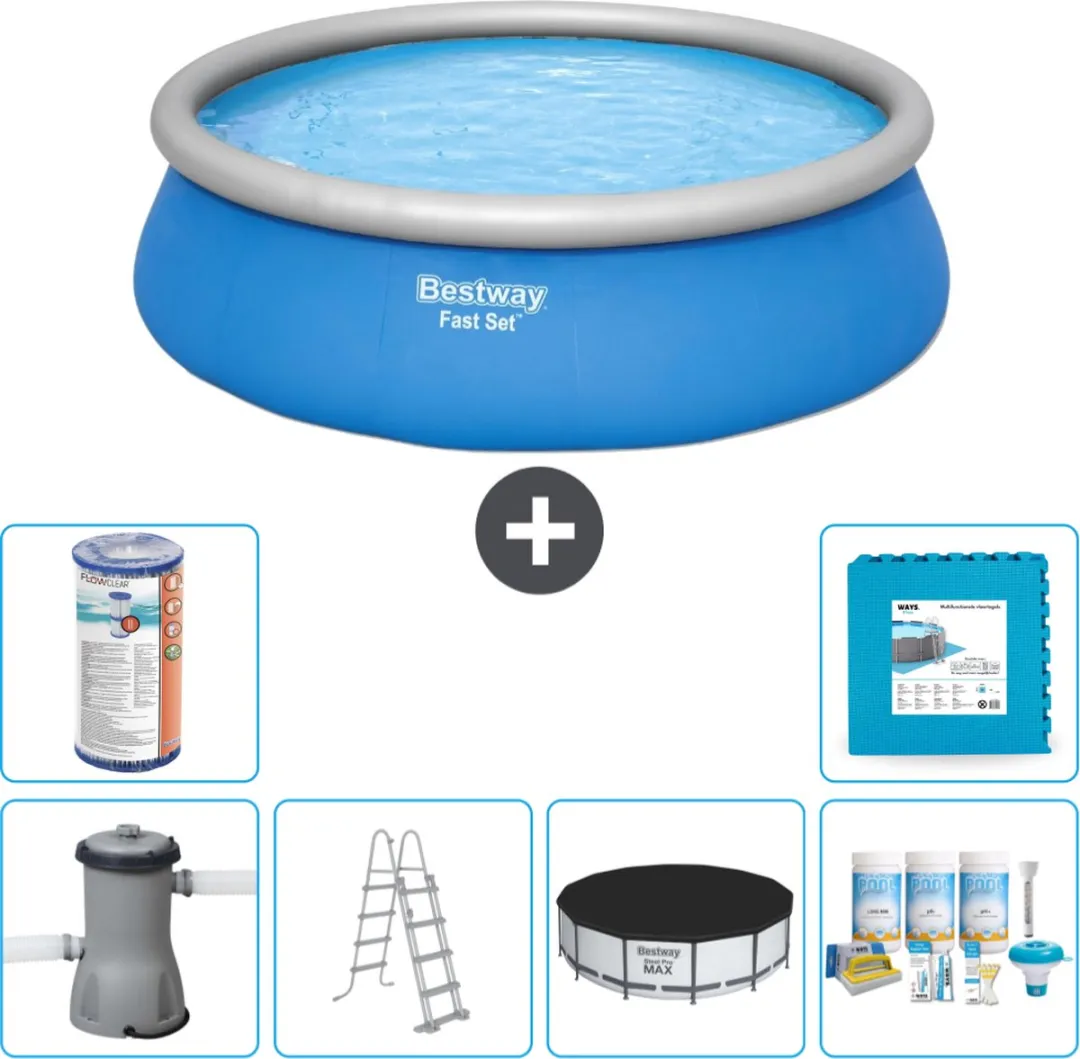 Bestway Fast Set Zwembad 457x122cm Blauw - Incl. Pomp & Onderhoudspakket