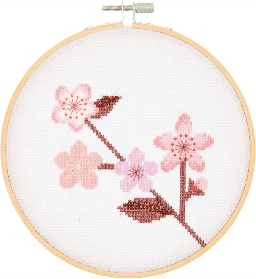 Rico Design Borduurpakket Kersentak 100081 - Bruin/Rozig