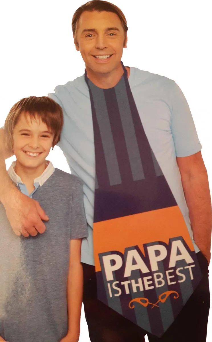 Eddy Toys Stropdas Mega Papa Is The Best Heren - 100cm - Oranje