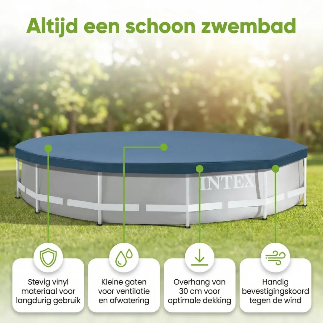 EXIT Rond Lime Frame Zwembad - 360 x 76 cm - Inclusief Pomp Afdekzeil - Onderhoudspakket - Vloertegels - 7-delig