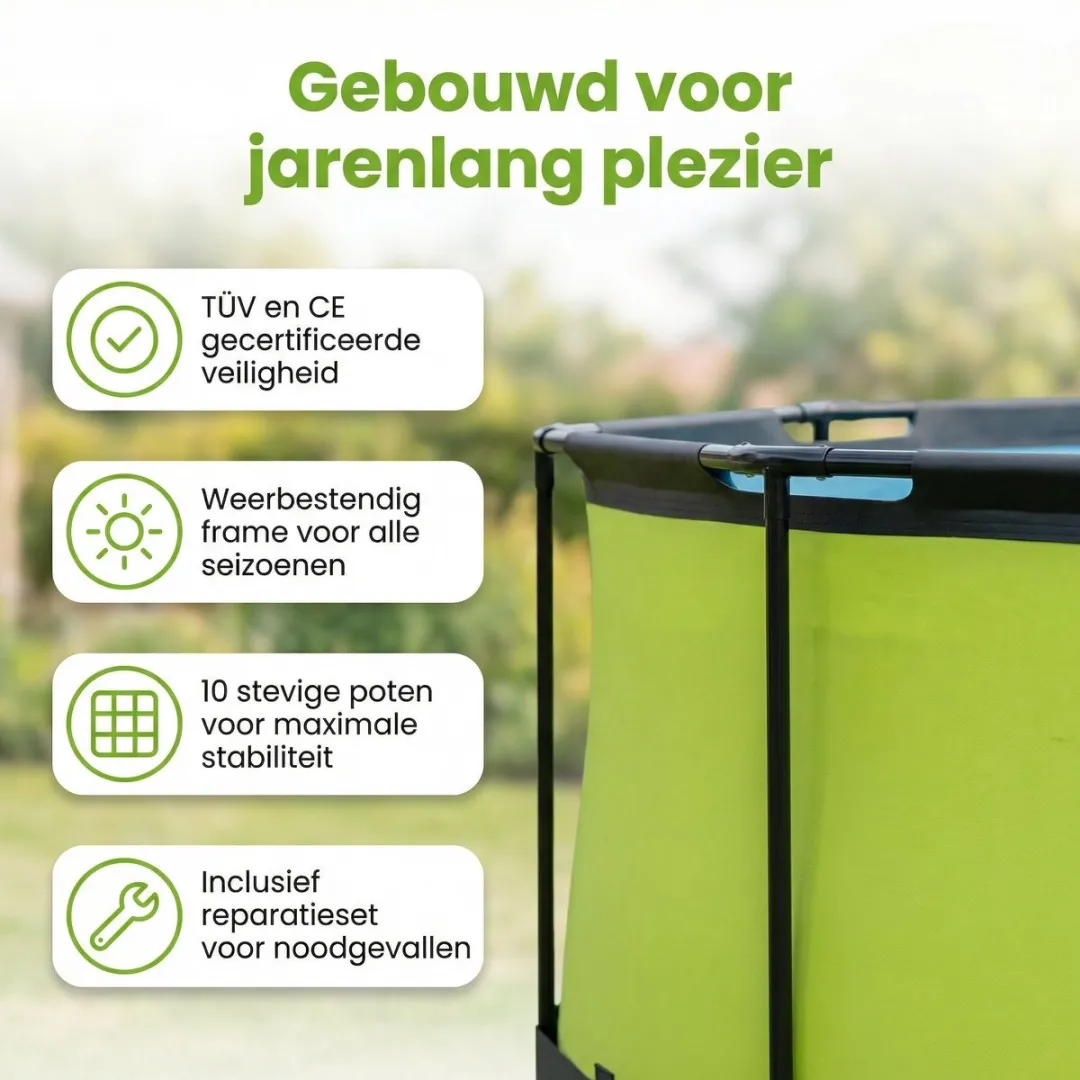 EXIT Rond Lime Frame Zwembad - 360 x 76 cm - Inclusief Pomp Afdekzeil - Onderhoudspakket - Vloertegels - 7-delig