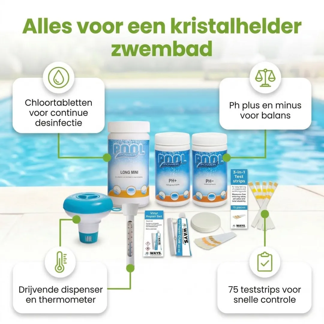 EXIT Rond Lime Frame Zwembad - 360 x 76 cm - Inclusief Pomp Afdekzeil - Onderhoudspakket - Vloertegels - 7-delig