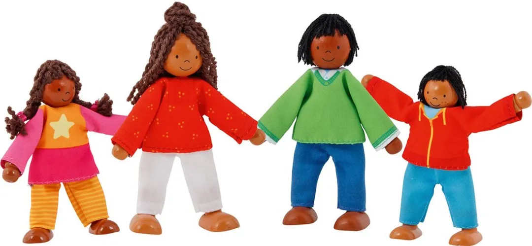 Goki Buigpopje Moderne Familie II 51495 - 4 Stuks - Hout/Katoen