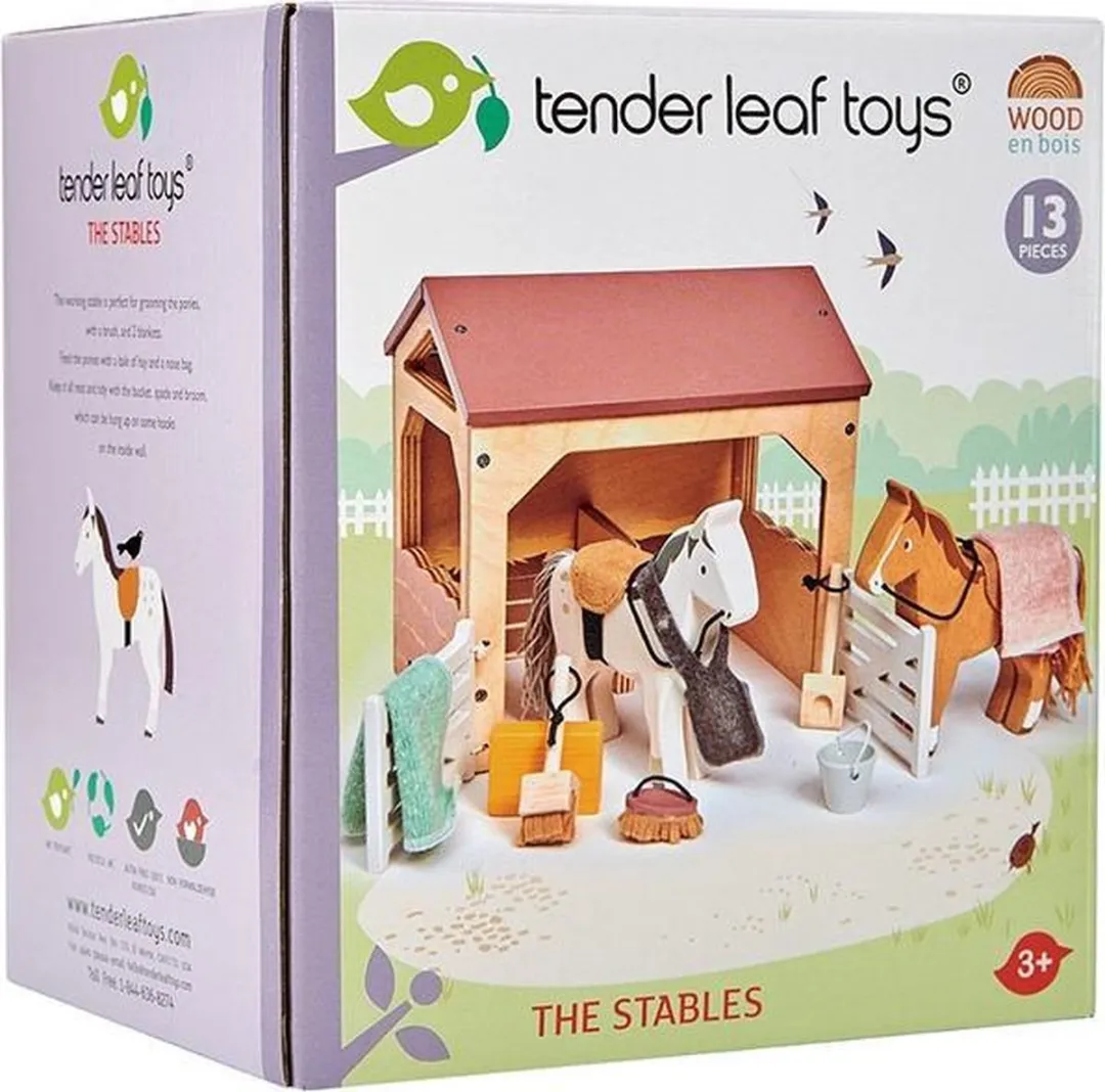 Tender Leaf Toys Huisdierenset Stal met 2 Pony's - Multi
