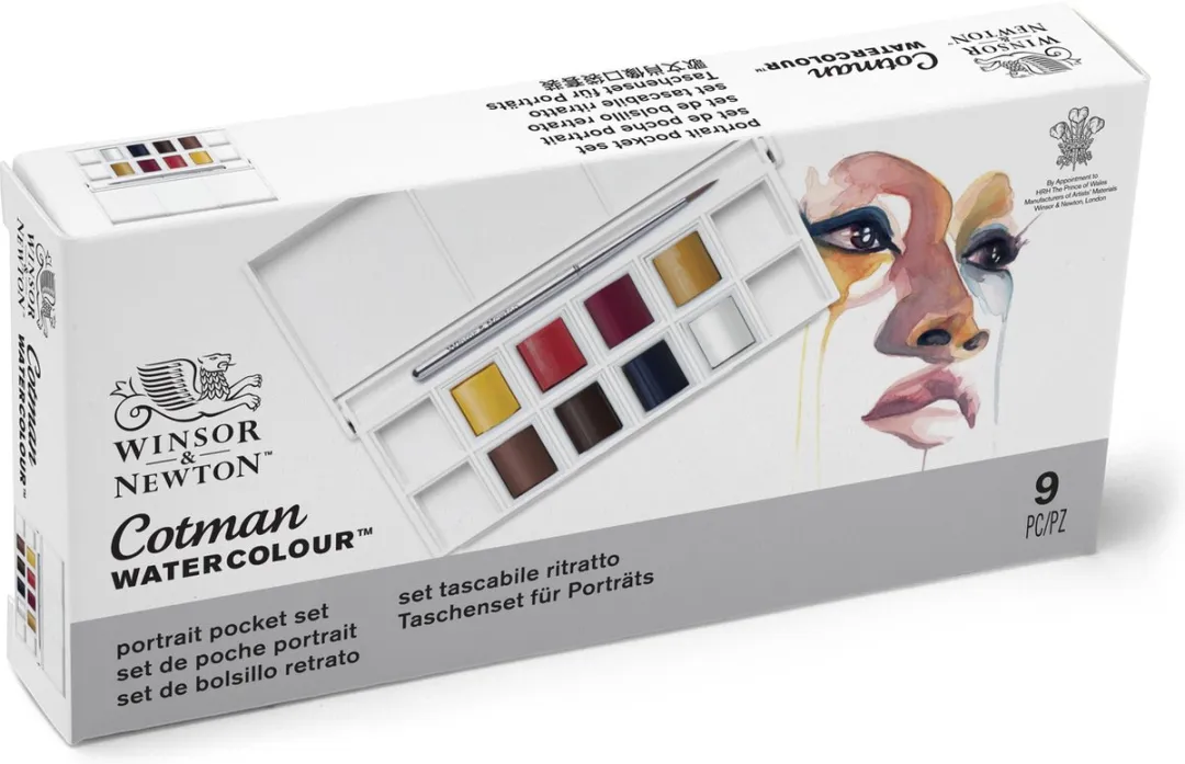 Winsor & Newton Cotman Portrait Pocket Aquarelverfset - 8 Halve Napjes