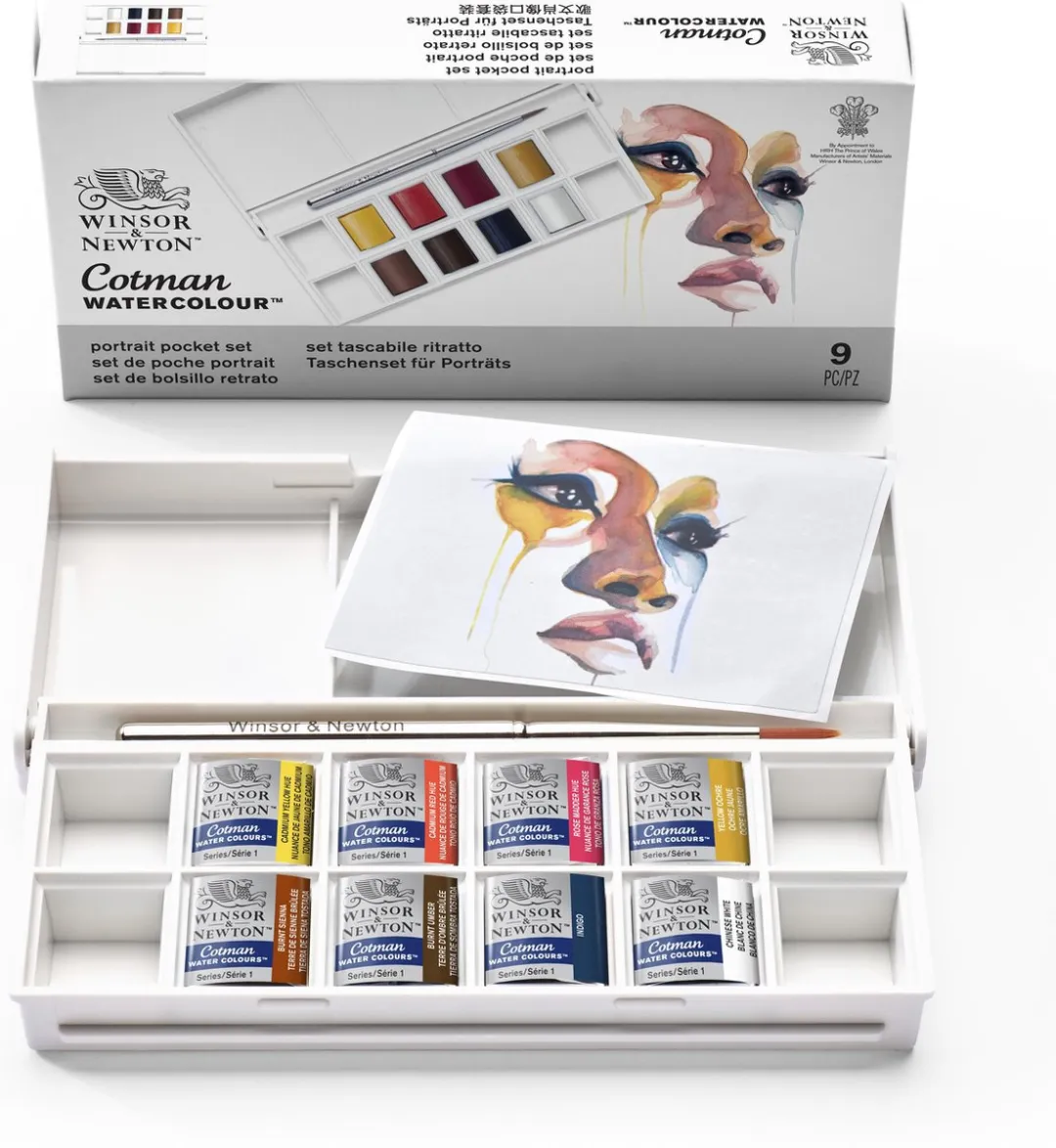Winsor & Newton Cotman Portrait Pocket Aquarelverfset - 8 Halve Napjes
