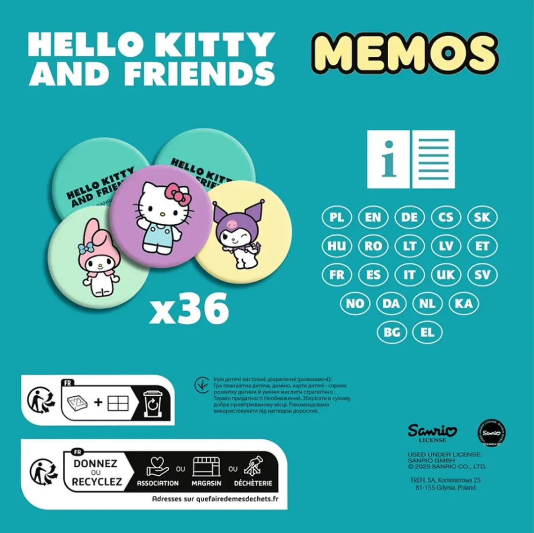Lean Toys Hello Kitty Geheugenspel - 36 Kaarten - Multicolor