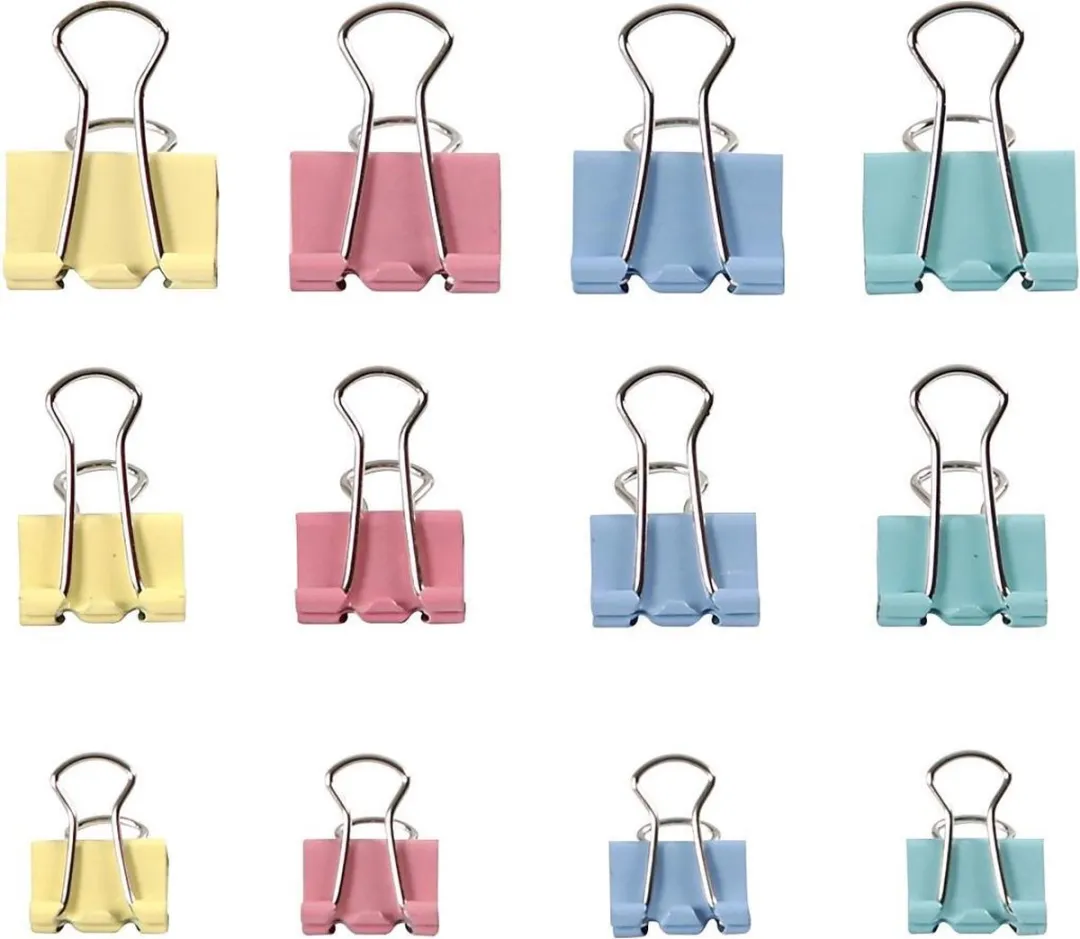 Creativ Company Foldback Clips 15-25mm - Pastel Mix - 30 Stuks