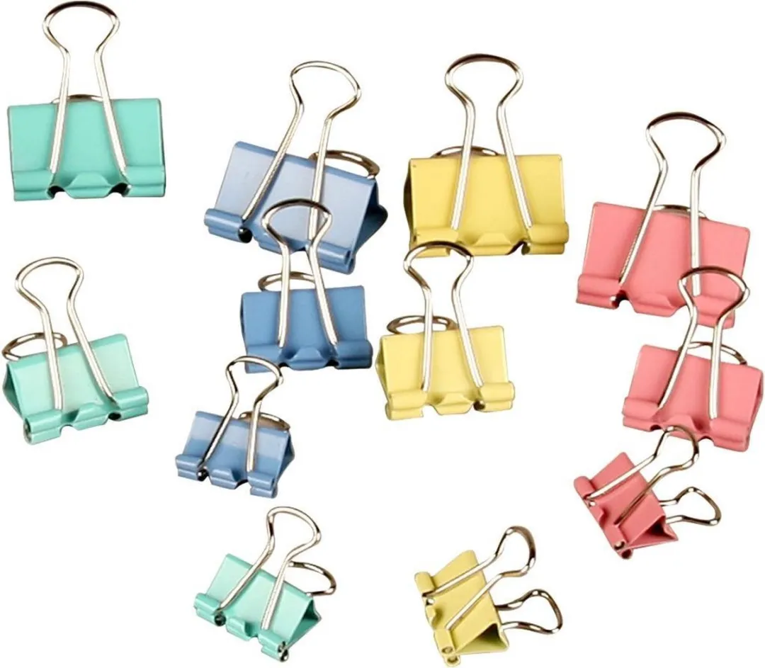 Creativ Company Foldback Clips 15-25mm - Pastel Mix - 30 Stuks