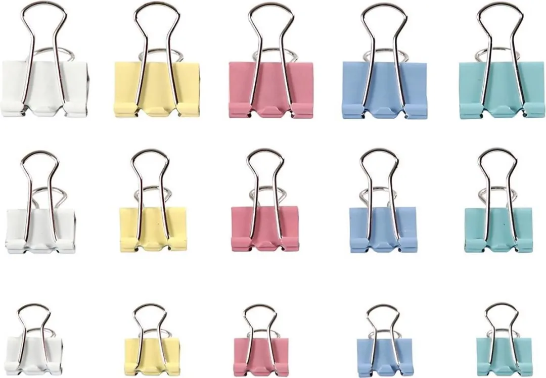 Creativ Company Foldback Clips 15-25mm - Pastel Mix - 30 Stuks