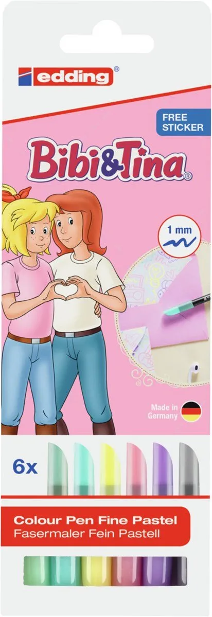 edding 1200 Bibi & Tina Kogelpuntstiften - 6 Kleuren - Meerkleurig - afbeelding 5 van 6