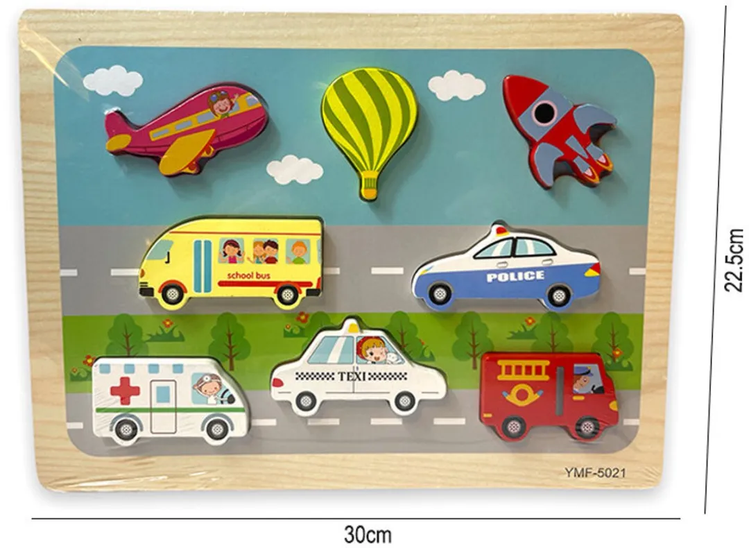 YJ Toys Houten Inlegpuzzel Verkeer 8-delig