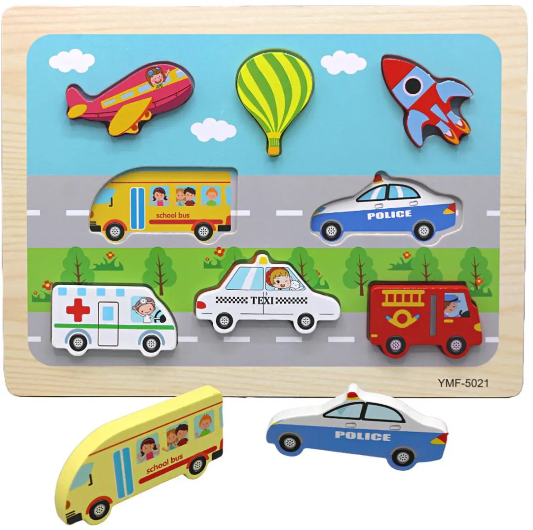 YJ Toys Houten Inlegpuzzel Verkeer 8-delig