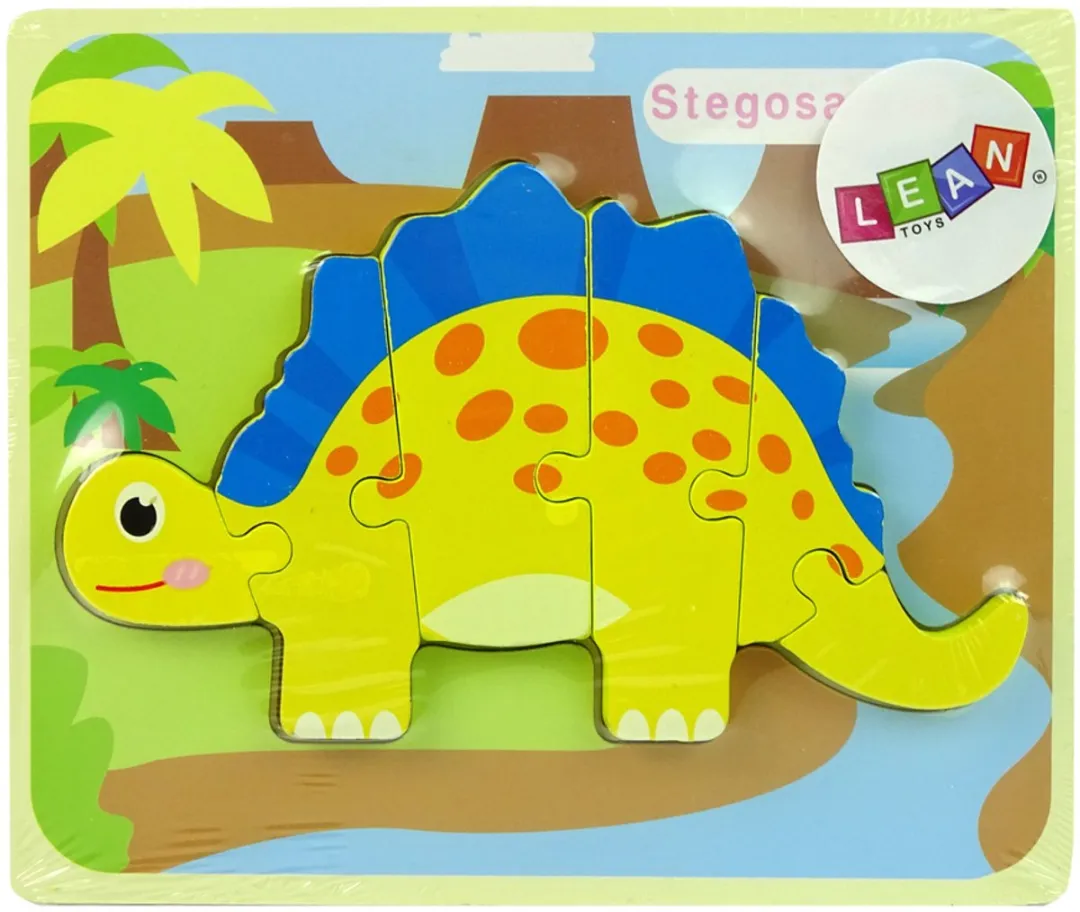 Lean Toys Houten Stegosaurus Puzzel 6 Stuks