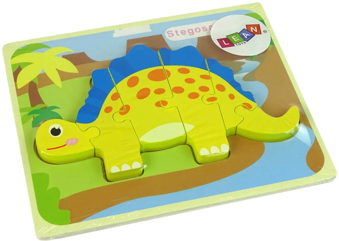 Lean Toys Houten Stegosaurus Puzzel 6 Stuks - Geel
