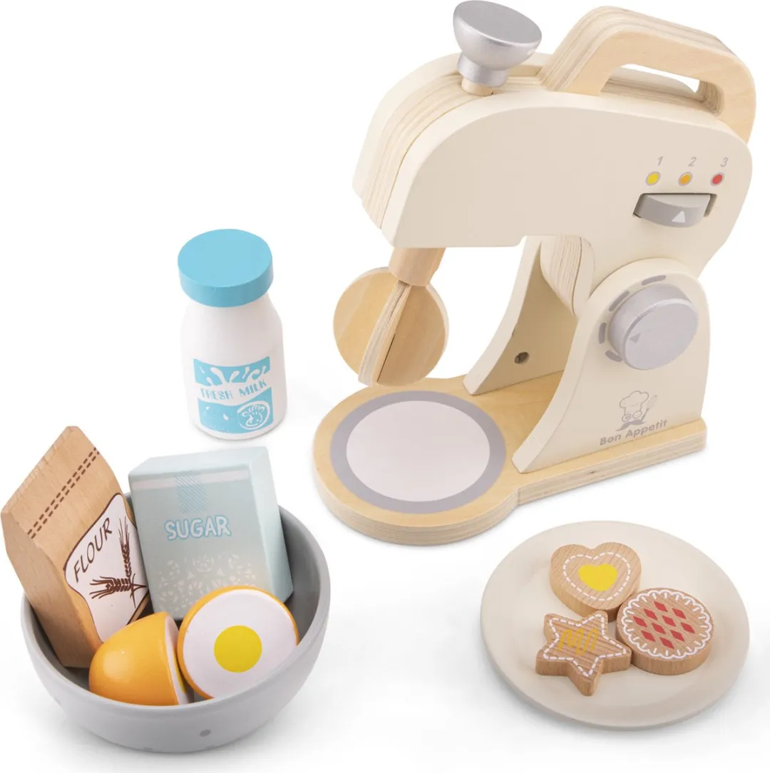 New Classic Toys Houten Mixer Speelset - 11-delig Wit
