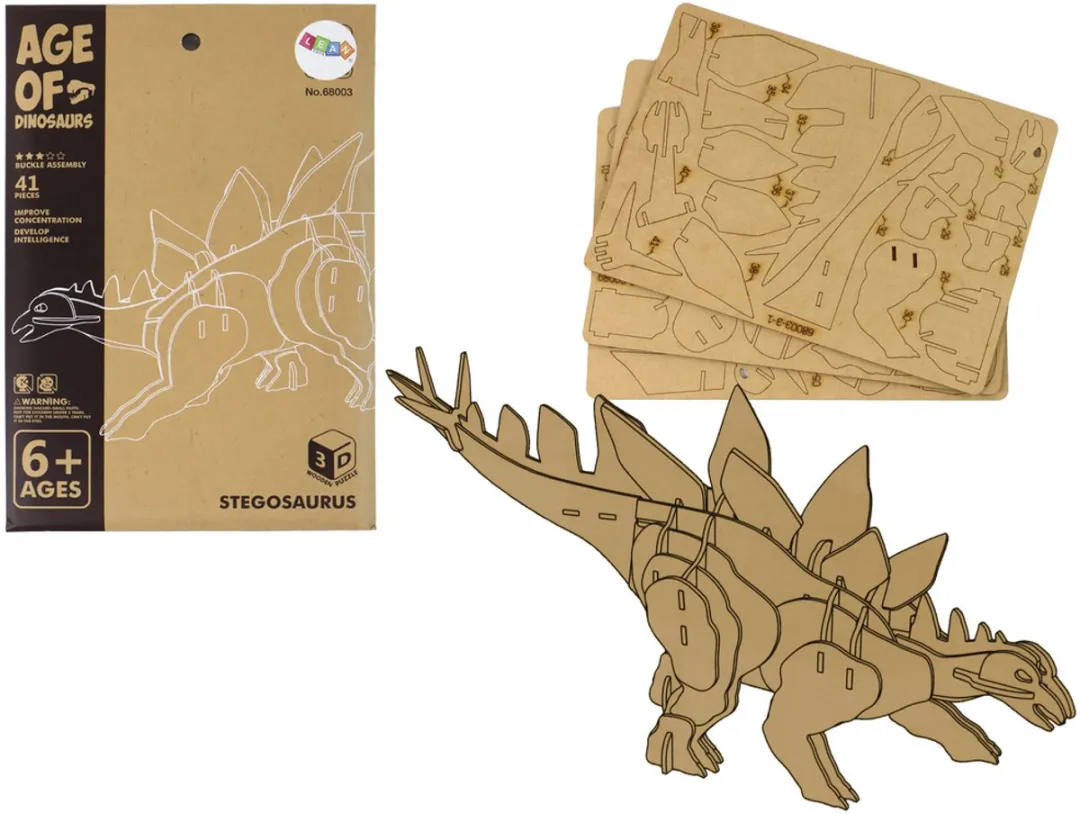 Lean Toys Houten 3D Puzzel Stegosaurus
