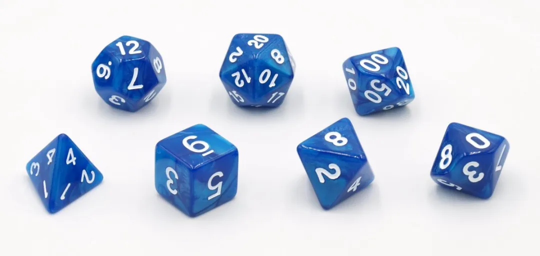 HOT Games Dobbelstenen Set 7 Stuks - Blauw Parelmoer