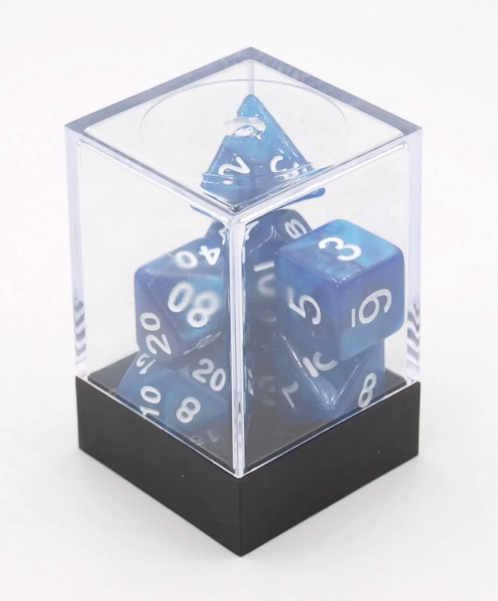 HOT Games Dobbelstenen Set 7 Stuks - Blauw Parelmoer