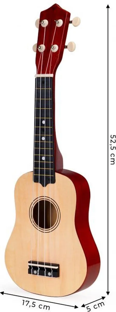 Ecotoys Houten Kinder Ukelele/Gitaar 12 Frets - Beige