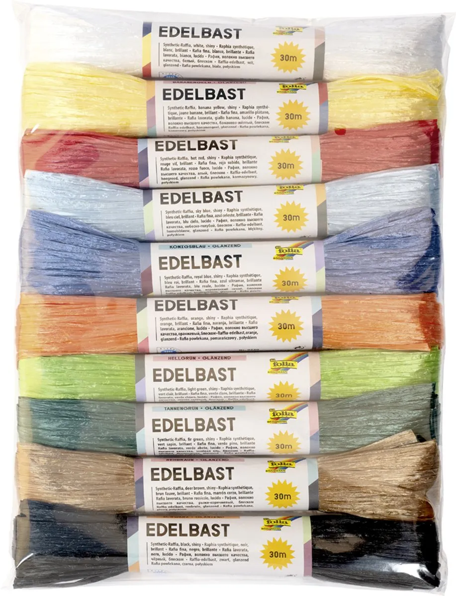 Folia Raffia 10 Rol - 30m - Assorti Kleuren