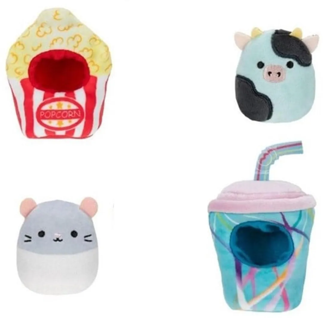 Movie Marathon Squishville Squishmallows Pluche Knuffel (4 delig) 20 cm - Squishy Kawaii Knuffels Kussen - Speelgoed voor Kinderen Jongens Meisjes