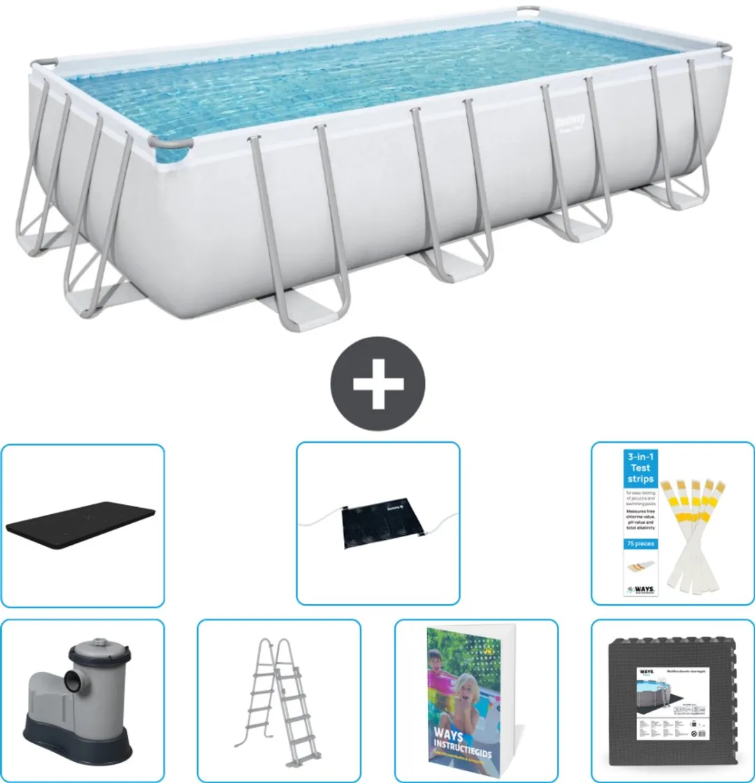 Bestway Power Steel Zwembad 549x274x122cm - 8-delig - Grijs